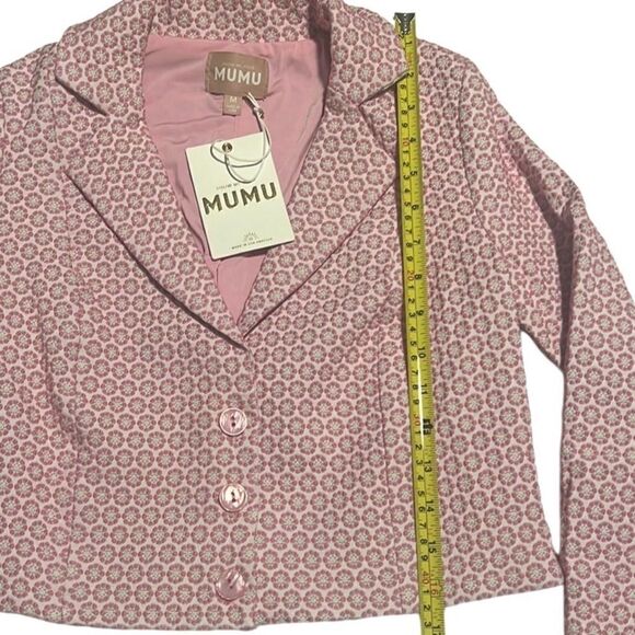 Show Me Your Mumu Pink Daisy Jacquard Floral Crop Jacket Size M NWT - Picture 10 of 12